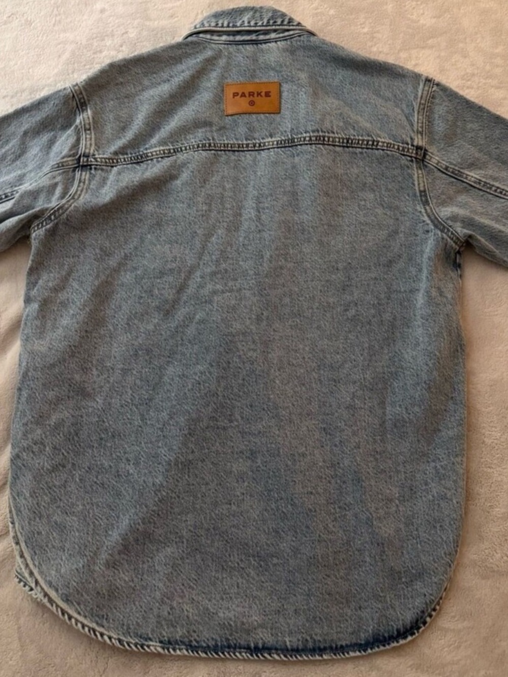 Parke X Target Light Wash Long Sleeve Jacket Denim Shacket Shirt Small - Picture 10 of 11